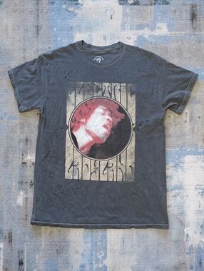 Authentic Hendrix Mens T Shirt S Medium Regular Fit Charcoal Grey Cotton Rock